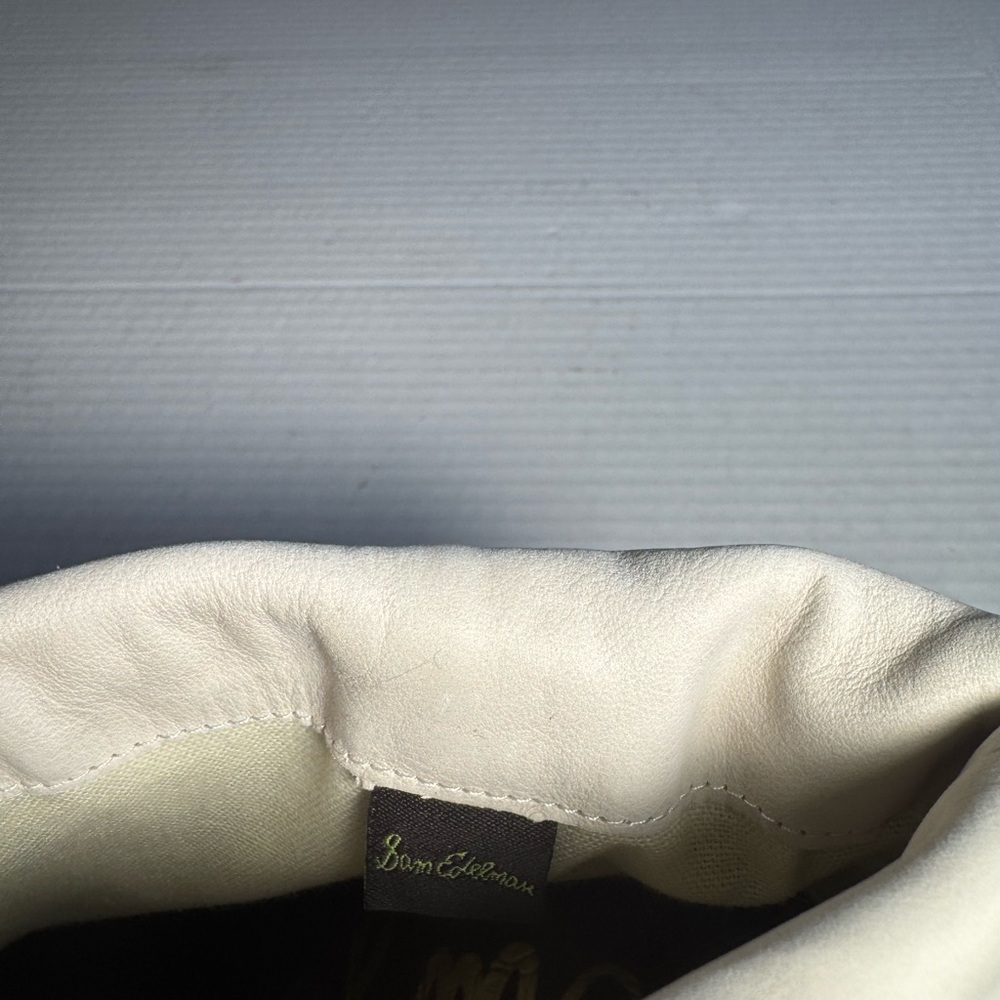 Sam Edelman Leather Cream Ankle Boots with Fringe 7.5 - Picture 5 of 7